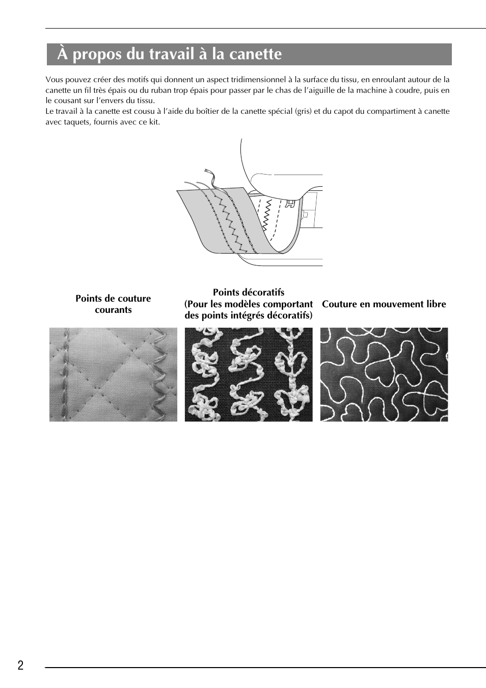 À propos du travail à la canette | Brother Innov-is 2200 User Manual | Page 28 / 88