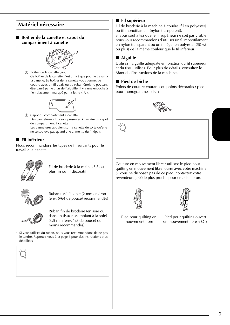 3français, Matériel nécessaire | Brother Innov-is 2200 User Manual | Page 29 / 88