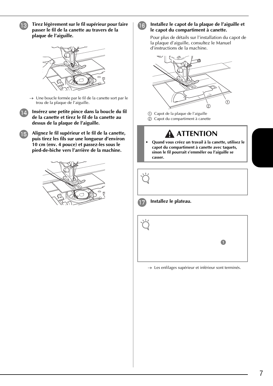 Attention, 7français | Brother Innov-is 2200 User Manual | Page 33 / 88