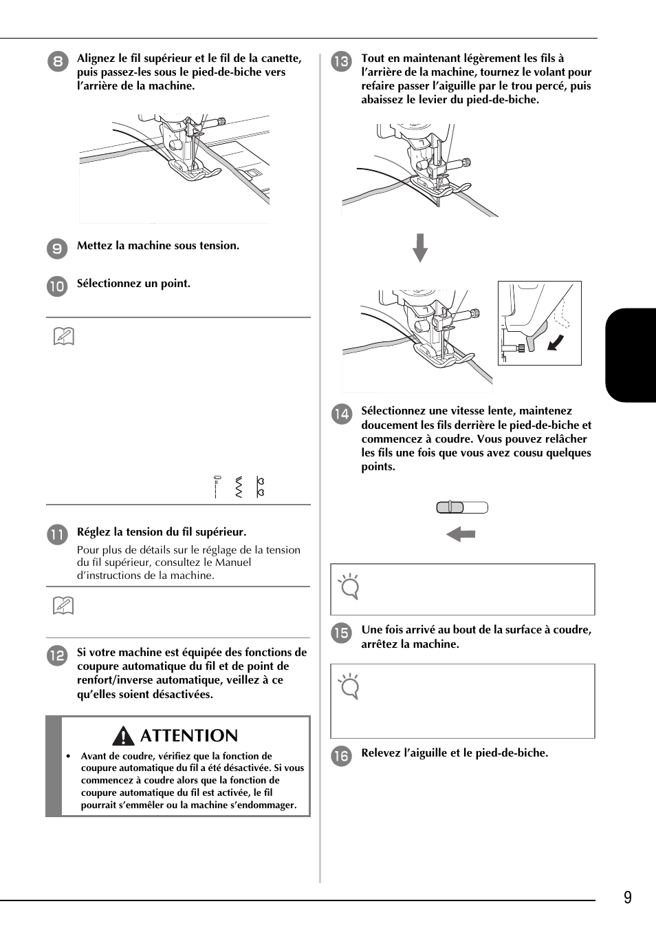 Attention, 9français | Brother Innov-is 2200 User Manual | Page 35 / 88