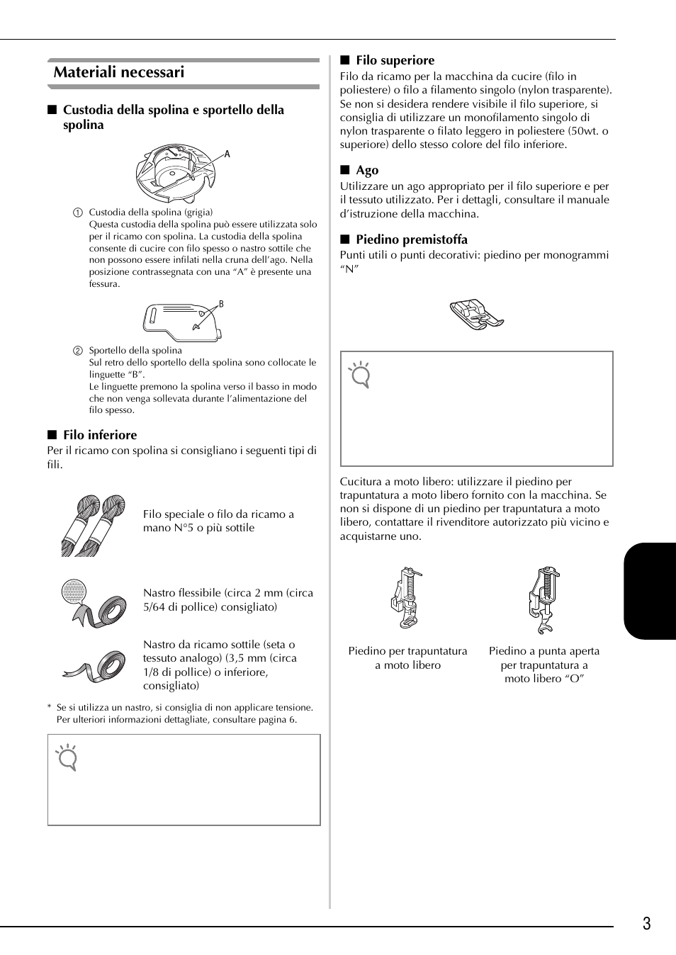 3italiano, Materiali necessari | Brother Innov-is 2200 User Manual | Page 53 / 88