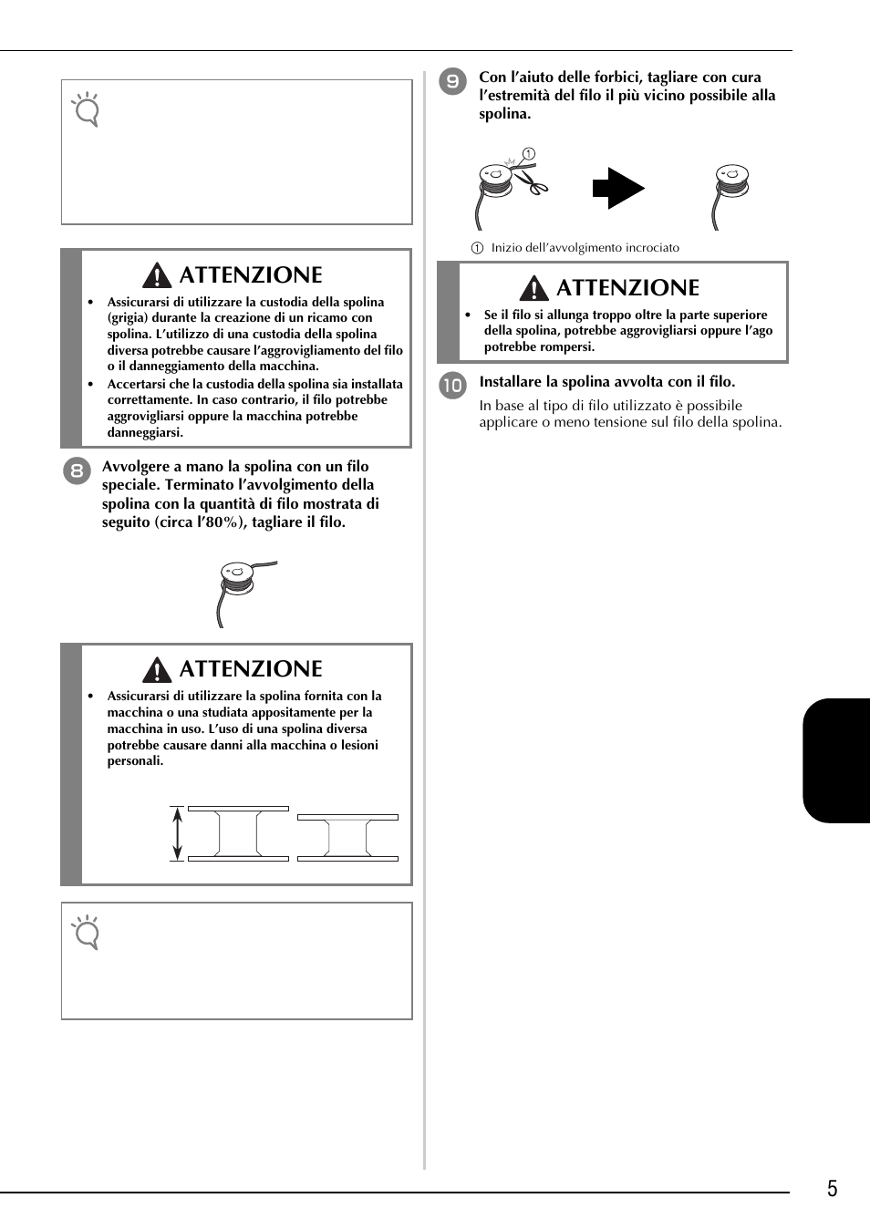 Attenzione, 5italiano | Brother Innov-is 2200 User Manual | Page 55 / 88