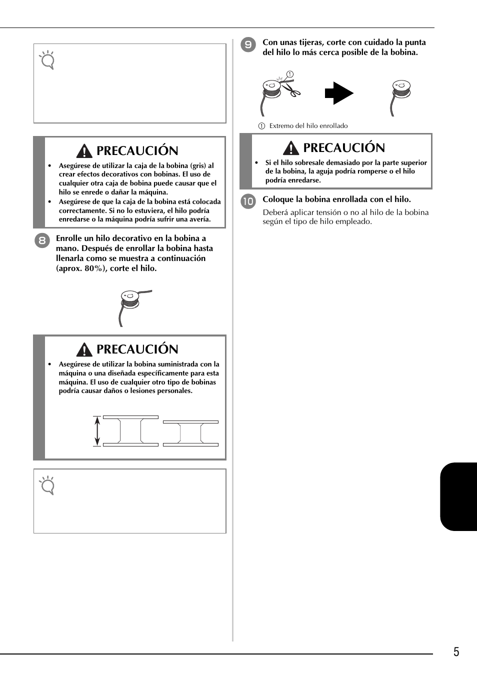 Precaución, 5español | Brother Innov-is 2200 User Manual | Page 67 / 88