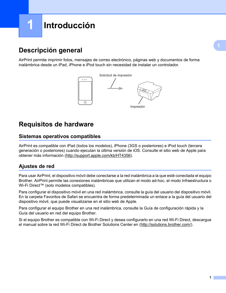 1 introducción, Descripción general, Requisitos de hardware | Sistemas operativos compatibles, Ajustes de red, Introducción, Descripción general requisitos de hardware, Sistemas operativos compatibles ajustes de red | Brother DCP-J4110DW User Manual | Page 4 / 11
