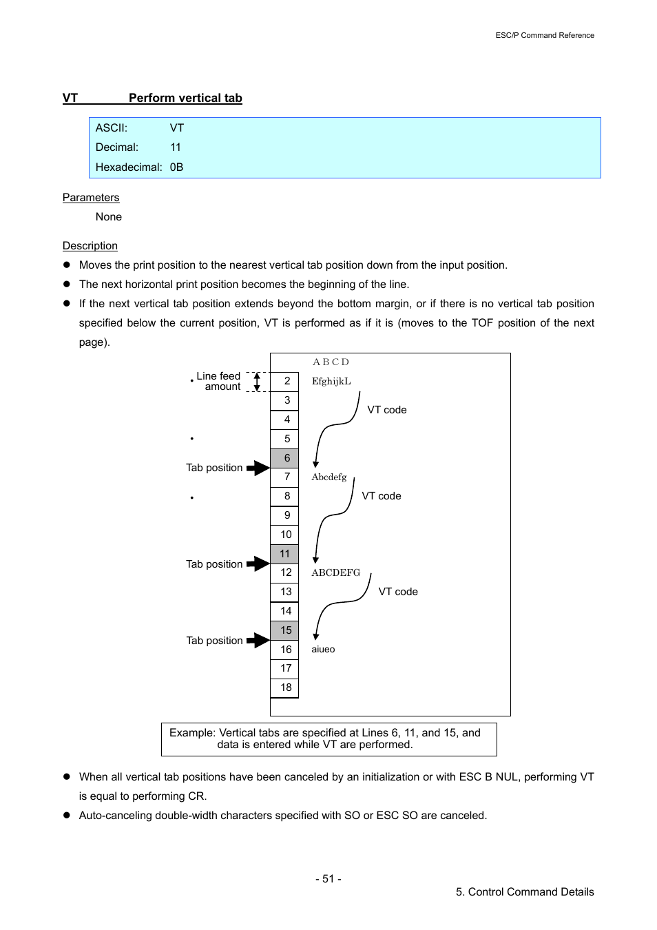 Vt perform vertical tab, Perform vertical tab | Brother RJ-4040 User Manual | Page 57 / 116