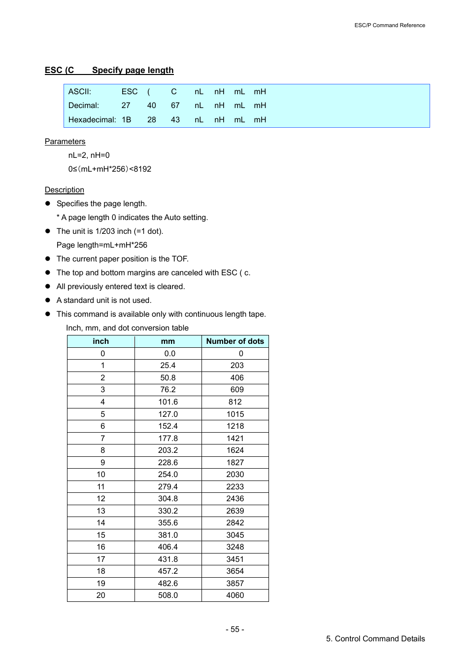 Esc (c | Brother RJ-4040 User Manual | Page 61 / 116