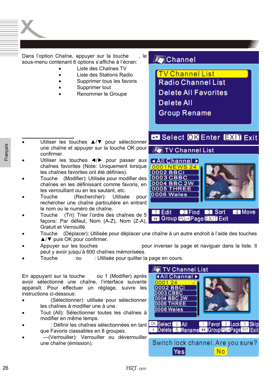 Configuration, Chaîne | Xoro HRT 1300 User Manual | Page 104 / 120