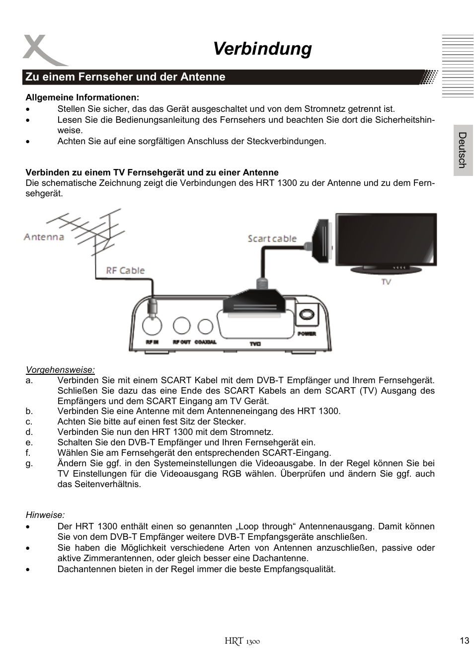 Verbindung | Xoro HRT 1300 User Manual | Page 13 / 120
