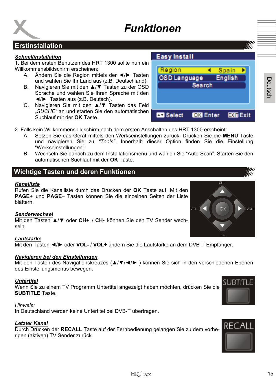 Funktionen | Xoro HRT 1300 User Manual | Page 15 / 120