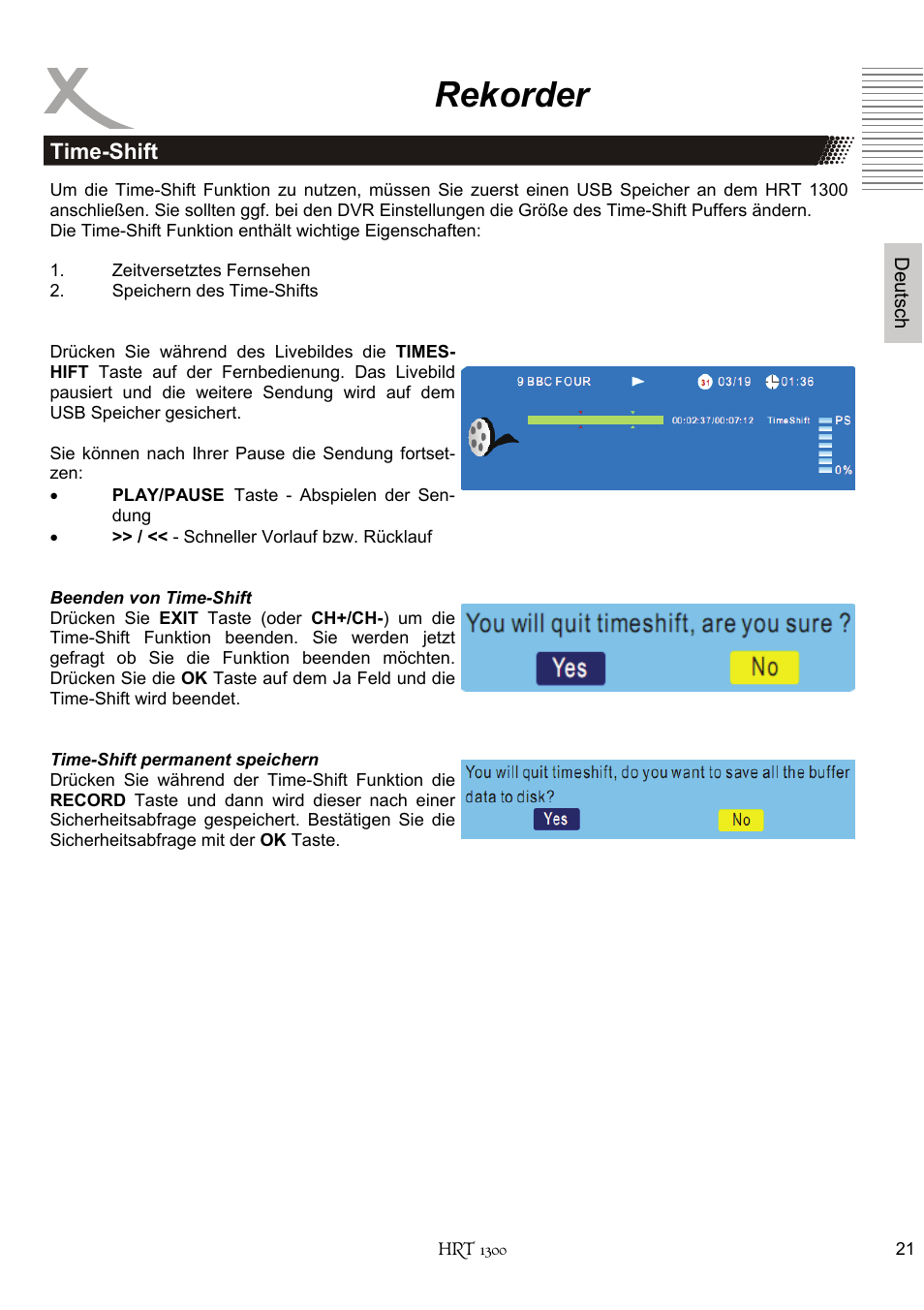 Rekorder | Xoro HRT 1300 User Manual | Page 21 / 120