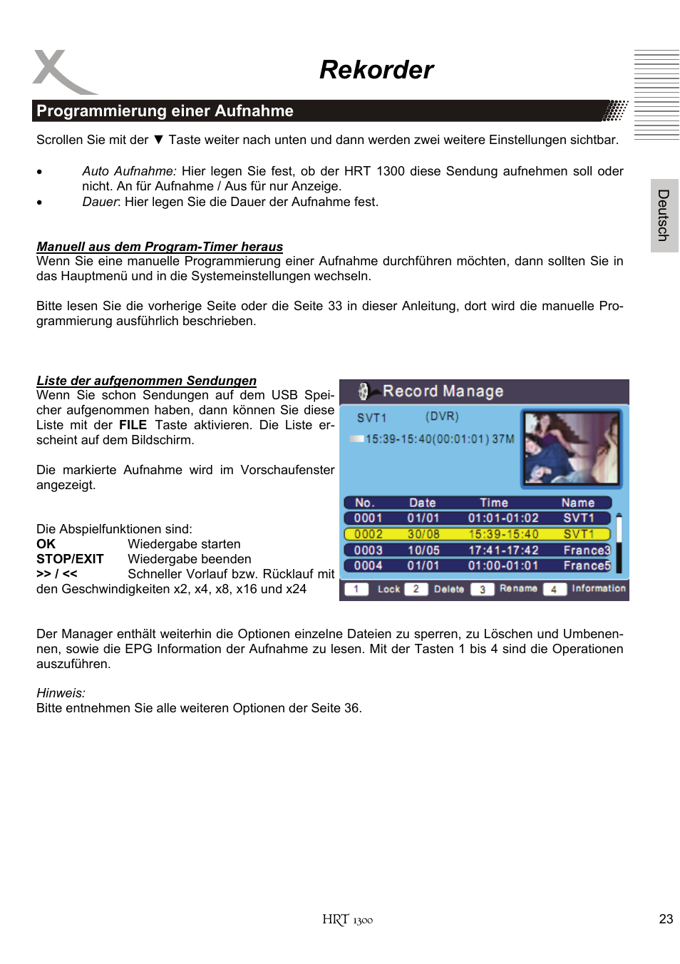 Rekorder | Xoro HRT 1300 User Manual | Page 23 / 120