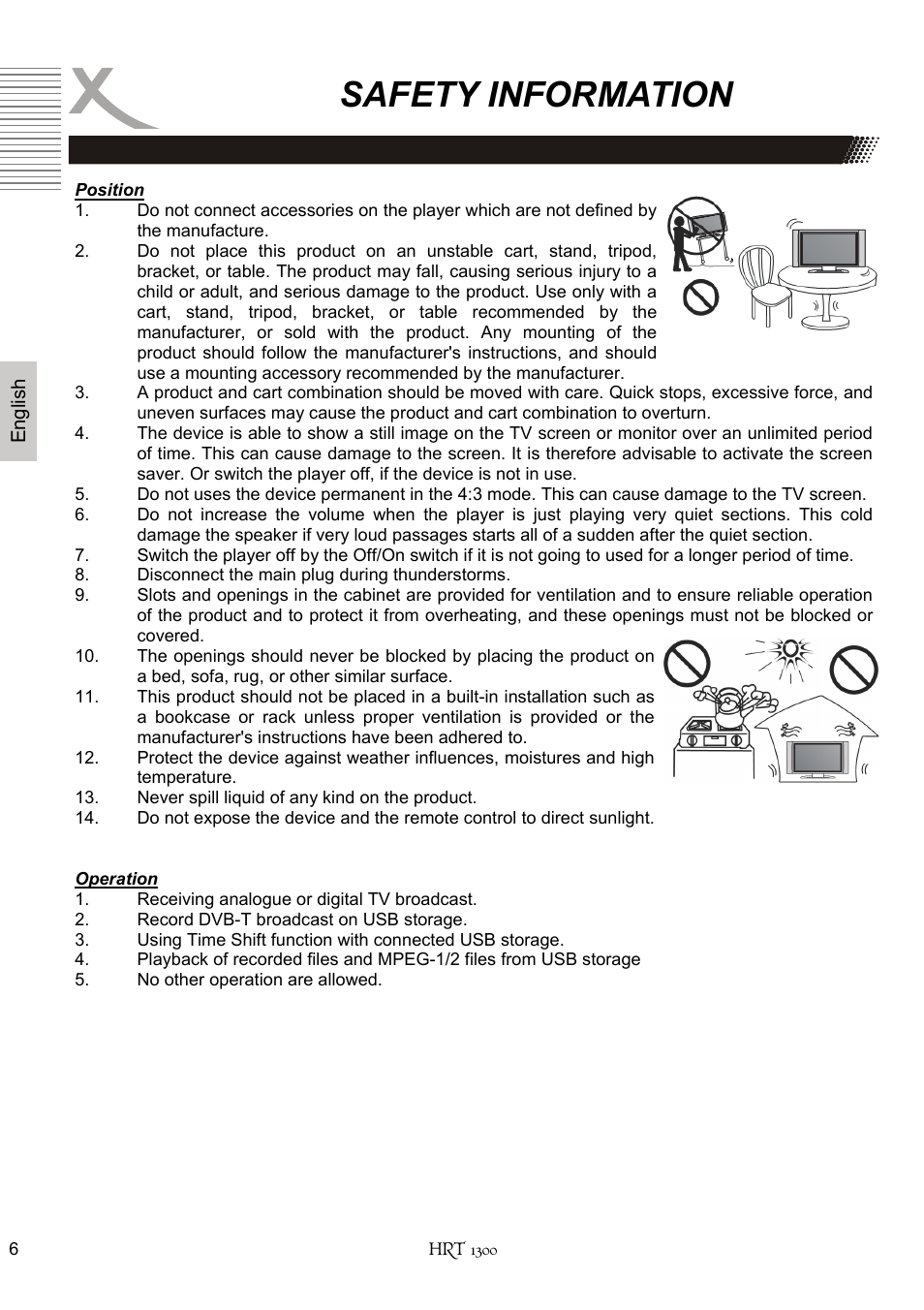 Safety information | Xoro HRT 1300 User Manual | Page 46 / 120