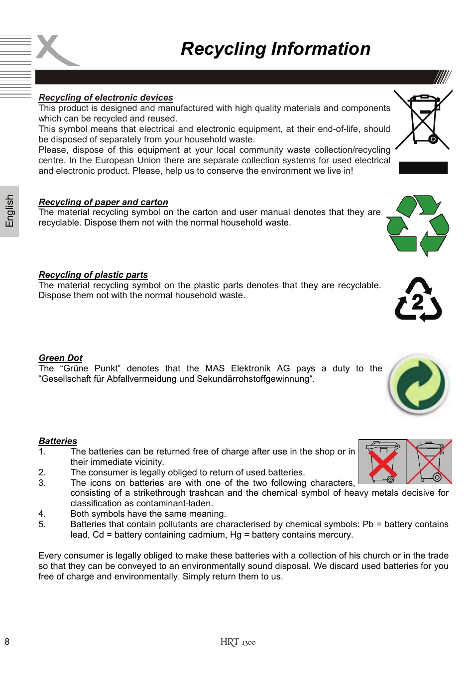 Recycling information | Xoro HRT 1300 User Manual | Page 48 / 120
