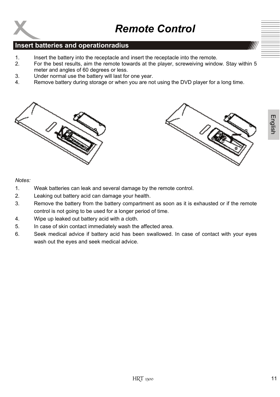 Remote control | Xoro HRT 1300 User Manual | Page 51 / 120