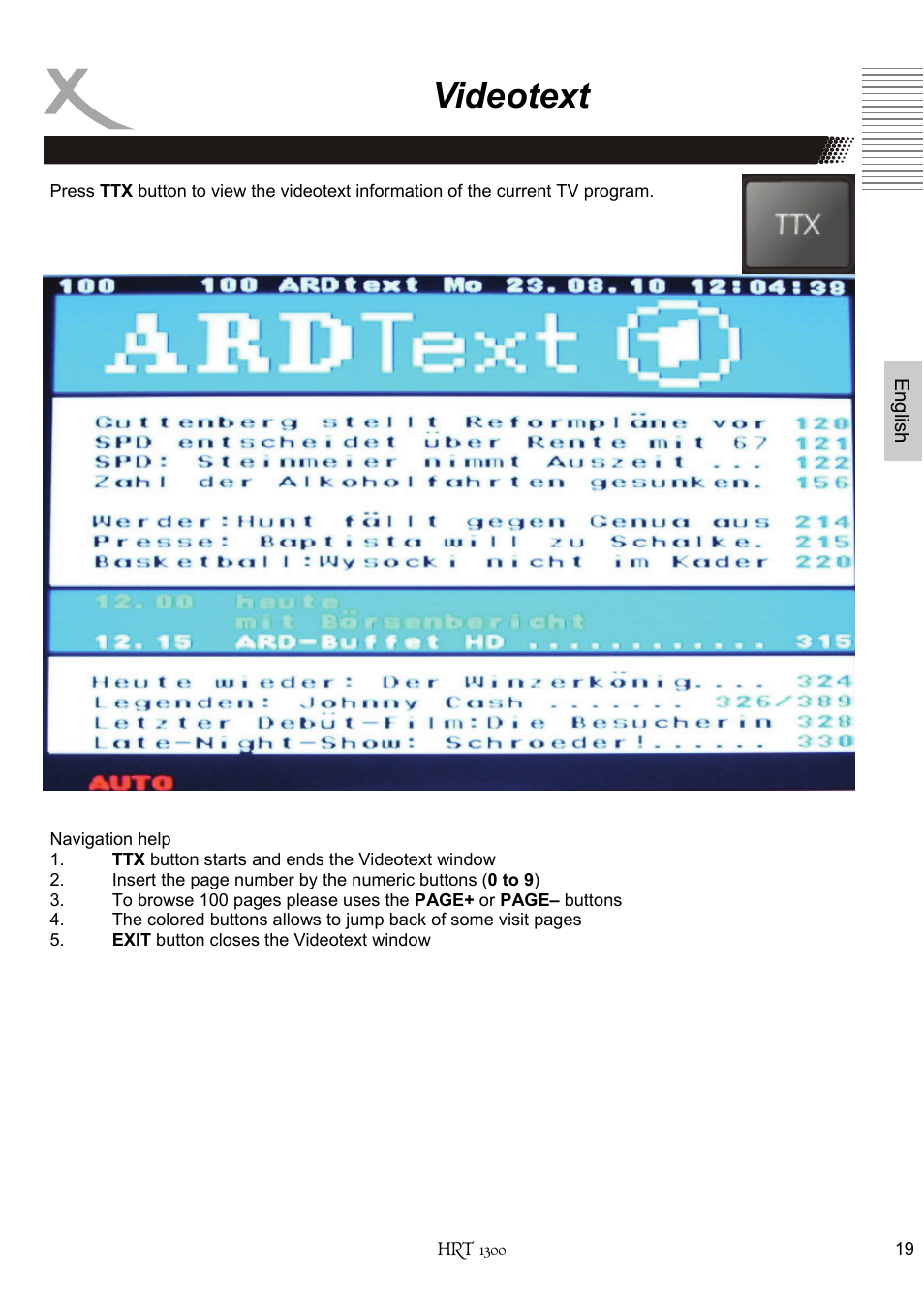 Videotext | Xoro HRT 1300 User Manual | Page 59 / 120