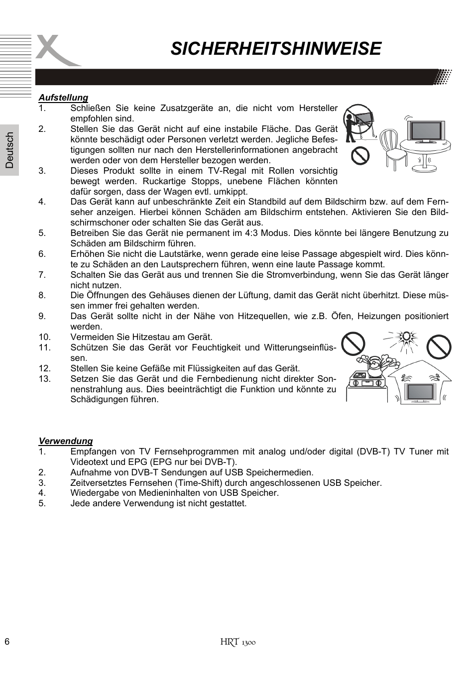 Sicherheitshinweise | Xoro HRT 1300 User Manual | Page 6 / 120