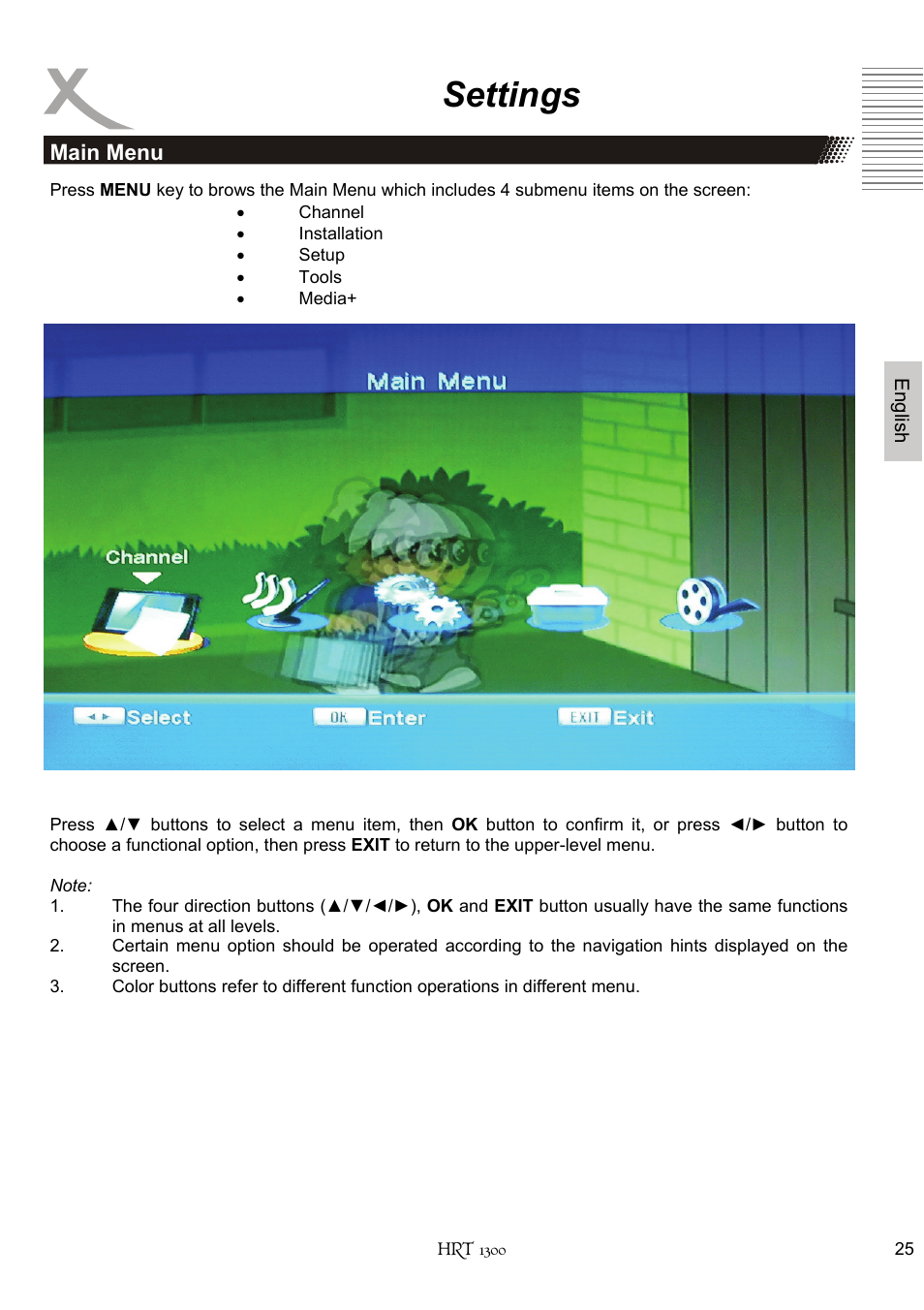 Settings | Xoro HRT 1300 User Manual | Page 65 / 120
