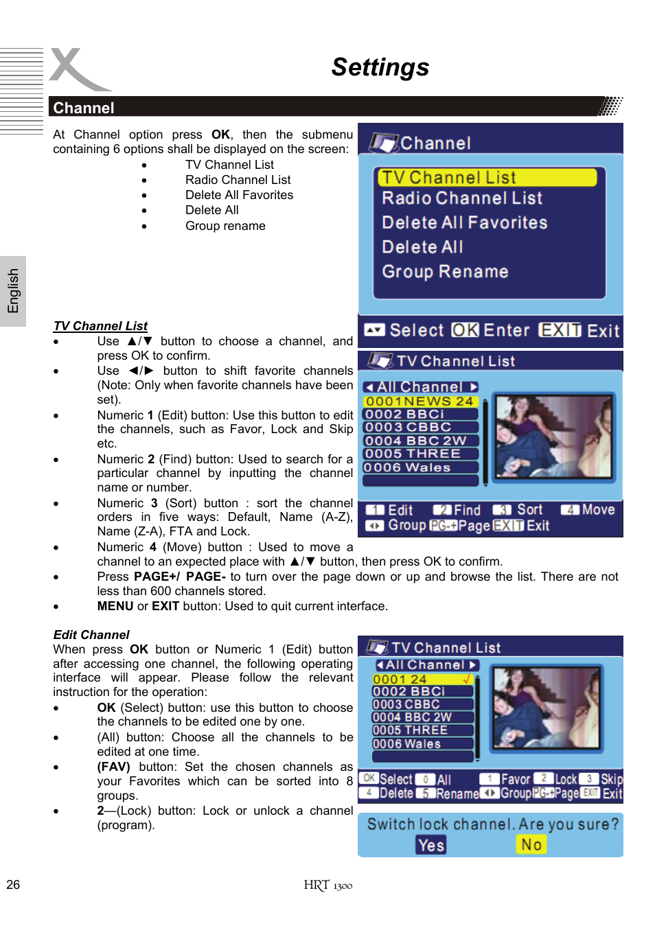 Settings | Xoro HRT 1300 User Manual | Page 66 / 120