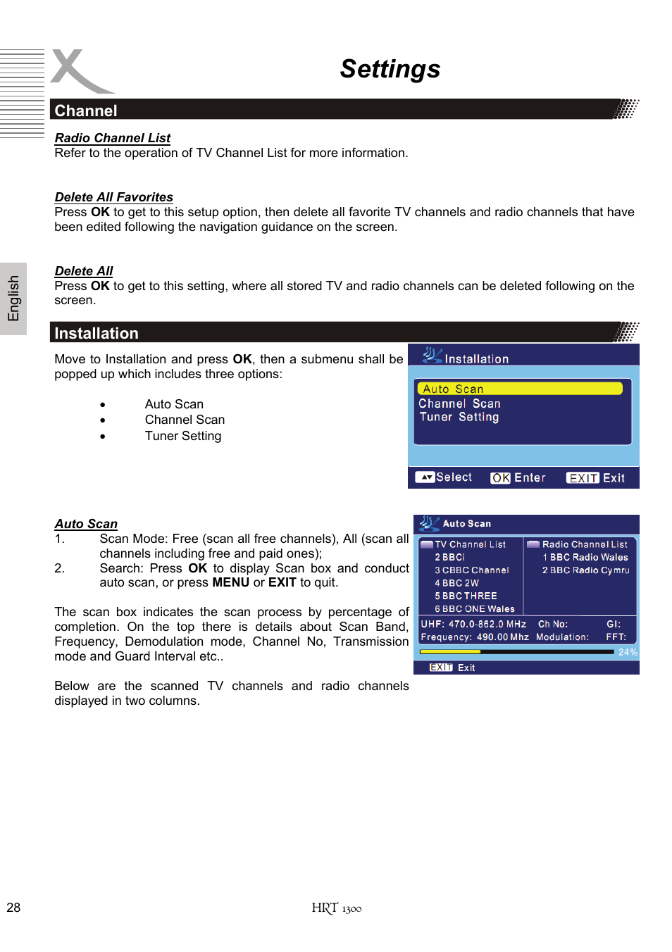 Settings | Xoro HRT 1300 User Manual | Page 68 / 120