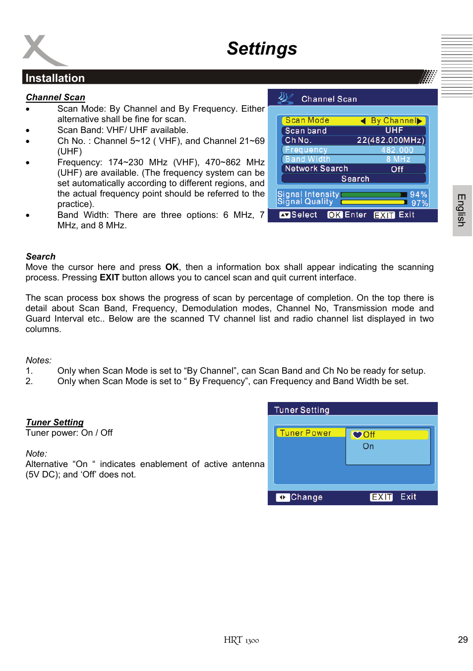 Settings | Xoro HRT 1300 User Manual | Page 69 / 120