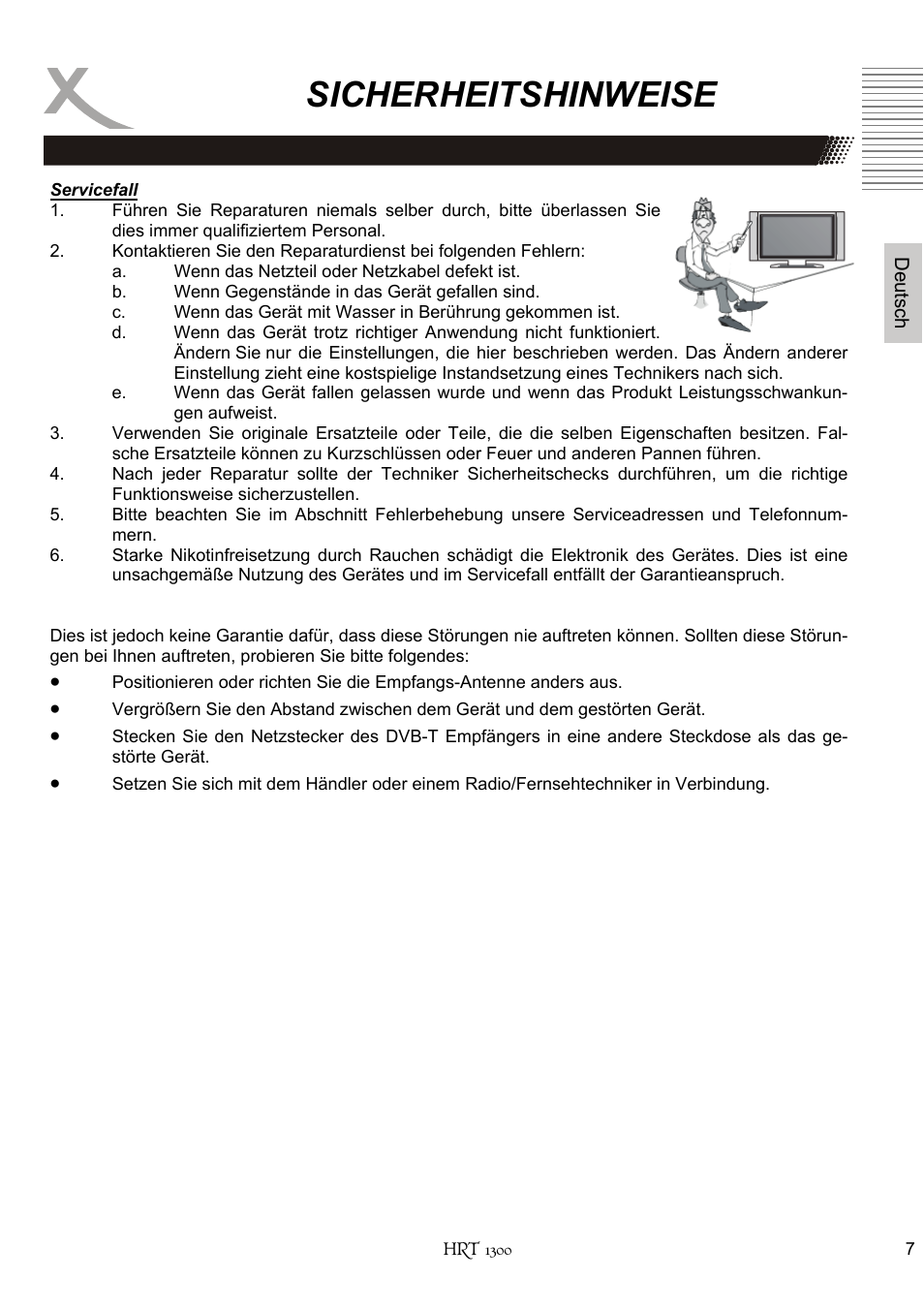 Sicherheitshinweise | Xoro HRT 1300 User Manual | Page 7 / 120