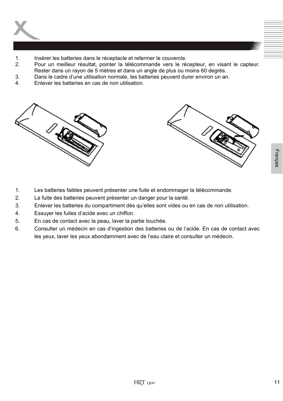 Télécommande | Xoro HRT 1300 User Manual | Page 89 / 120