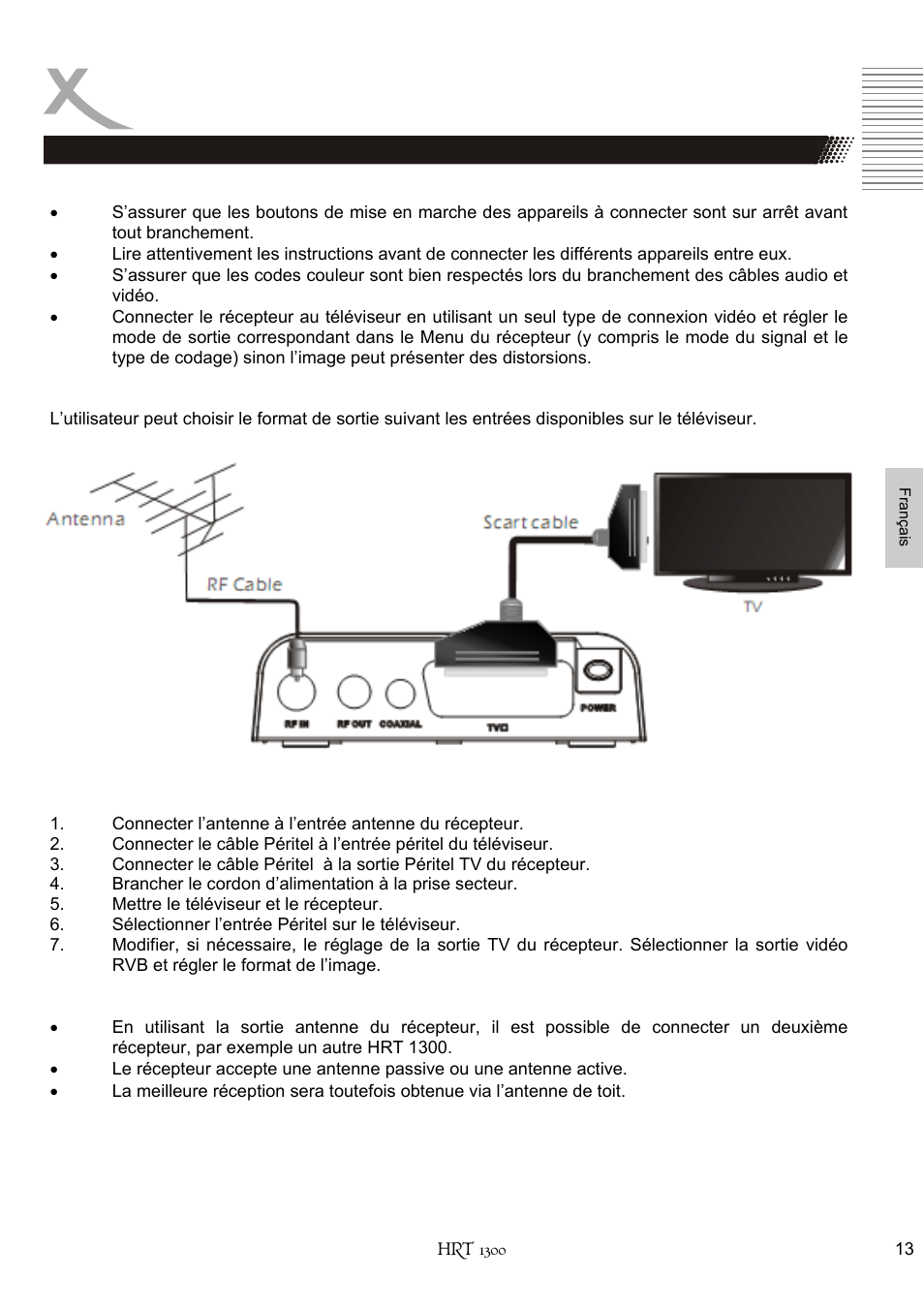 Connectique, Tv et antenne | Xoro HRT 1300 User Manual | Page 91 / 120