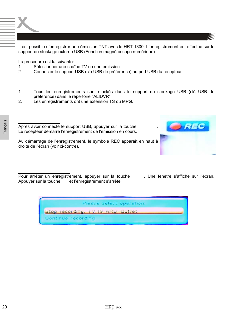 Enregistrement | Xoro HRT 1300 User Manual | Page 98 / 120