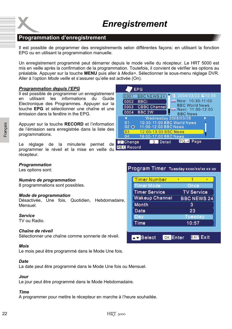 Enregistrement | Xoro HRT 5000 User Manual | Page 100 / 120