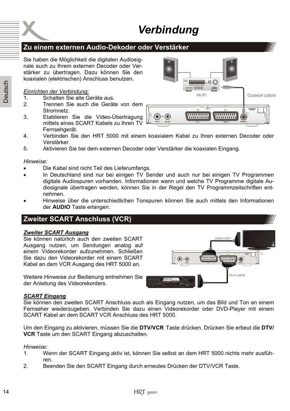 Verbindung | Xoro HRT 5000 User Manual | Page 14 / 120