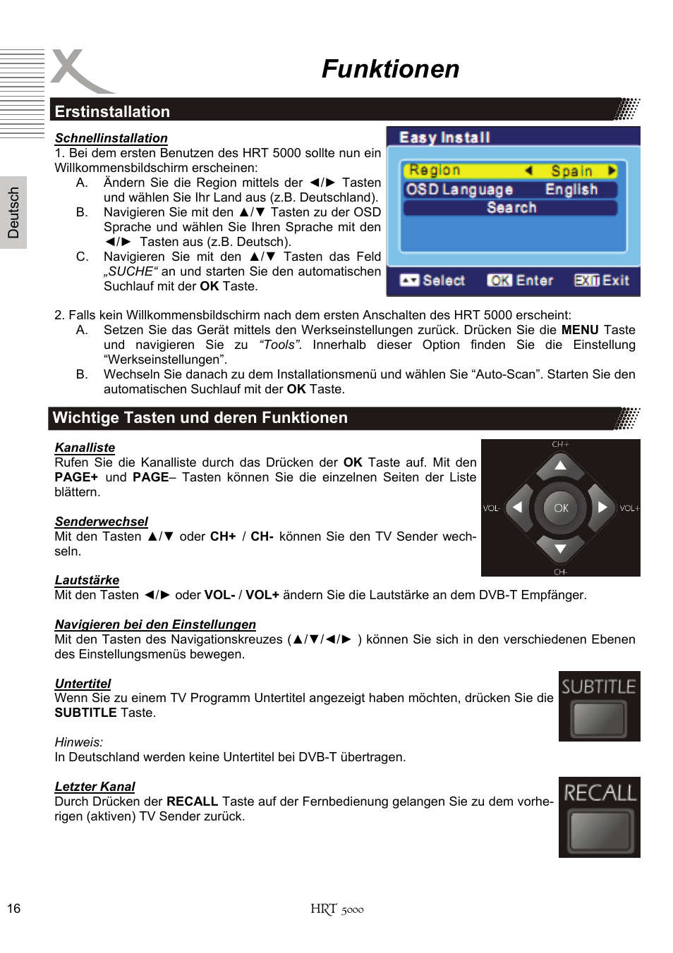 Funktionen | Xoro HRT 5000 User Manual | Page 16 / 120