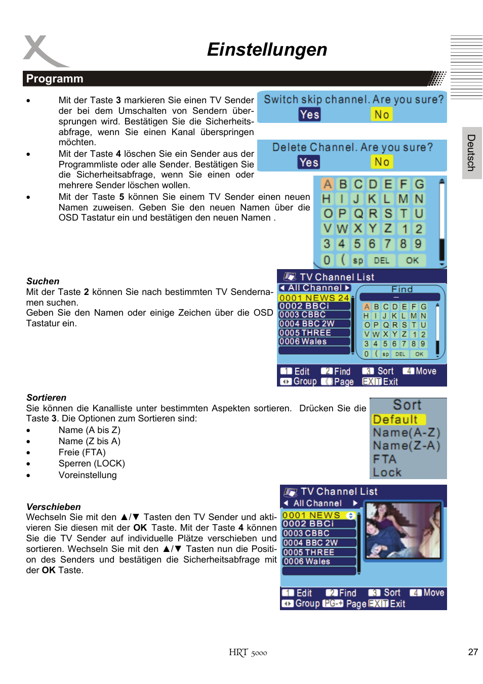 Einstellungen | Xoro HRT 5000 User Manual | Page 27 / 120