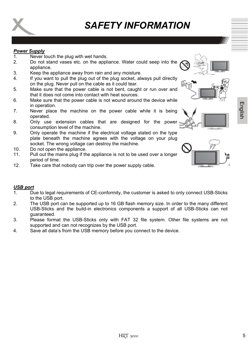 Safety information | Xoro HRT 5000 User Manual | Page 45 / 120