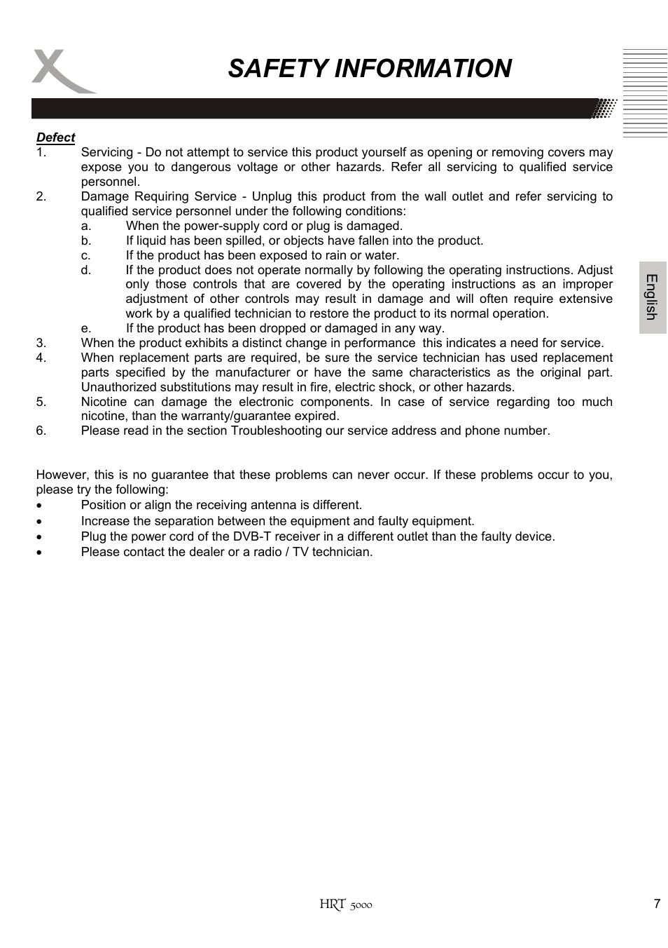 Safety information | Xoro HRT 5000 User Manual | Page 47 / 120