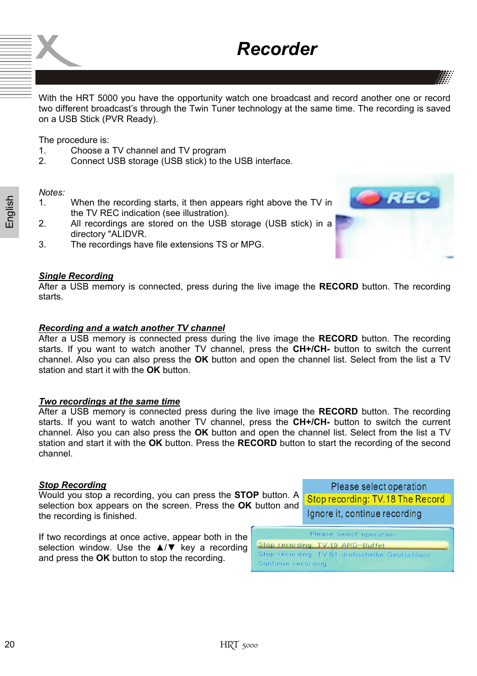 Recorder | Xoro HRT 5000 User Manual | Page 60 / 120
