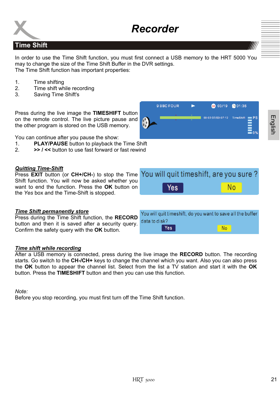 Recorder | Xoro HRT 5000 User Manual | Page 61 / 120