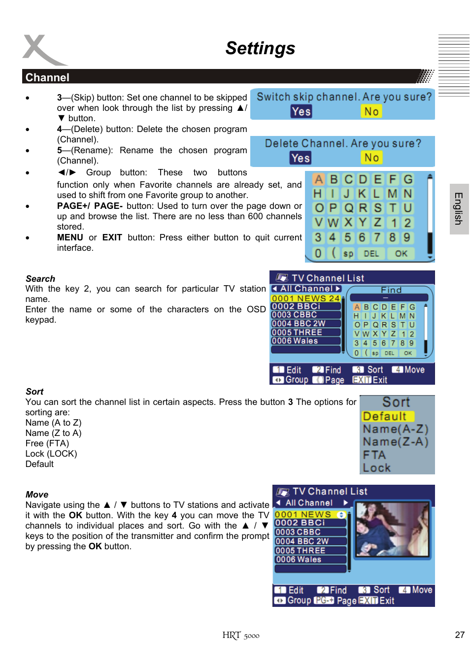 Settings | Xoro HRT 5000 User Manual | Page 67 / 120