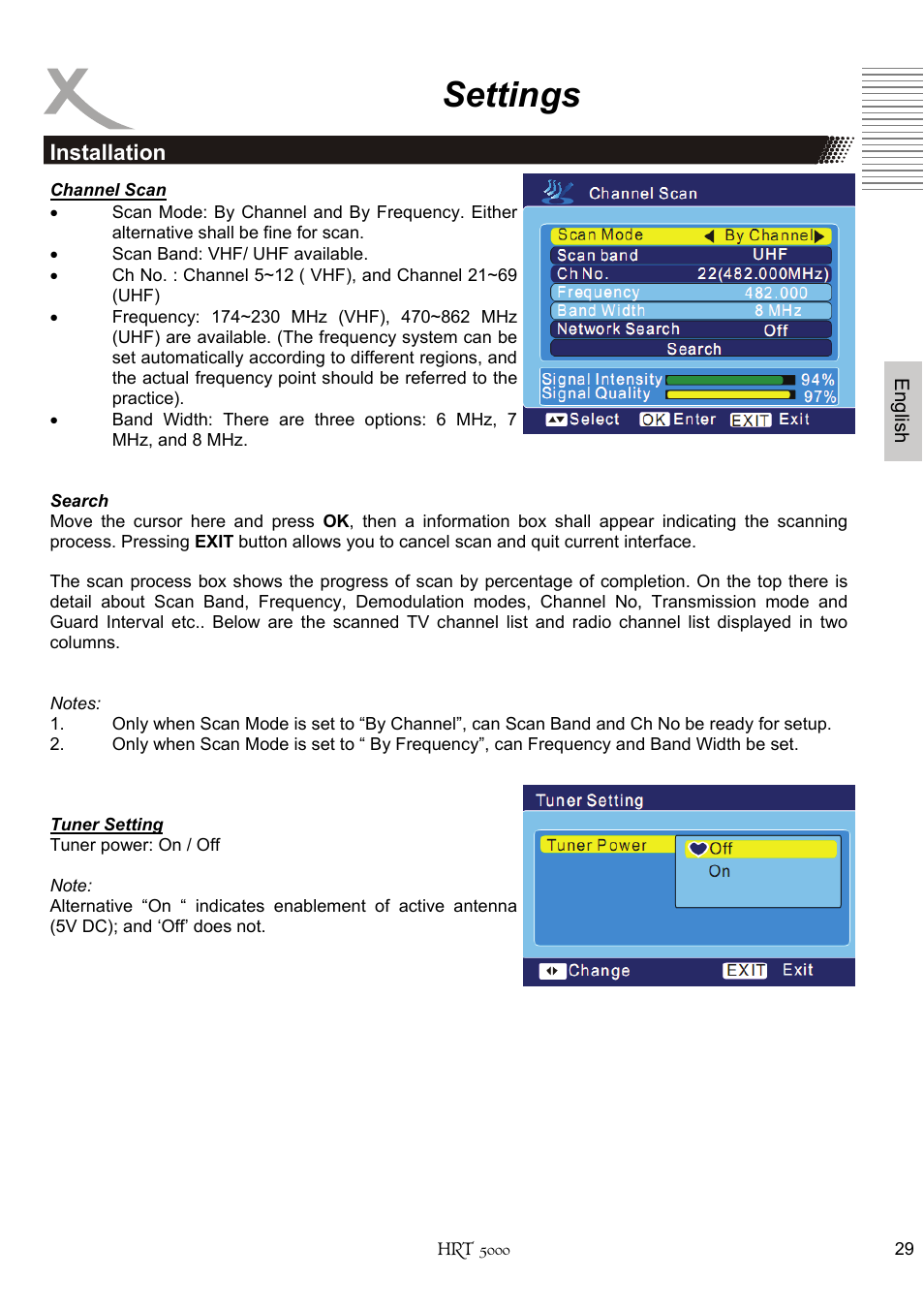 Settings | Xoro HRT 5000 User Manual | Page 69 / 120