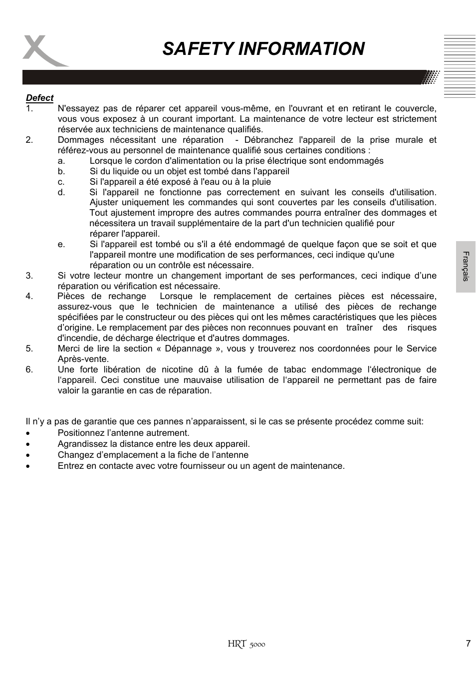 Safety information | Xoro HRT 5000 User Manual | Page 85 / 120