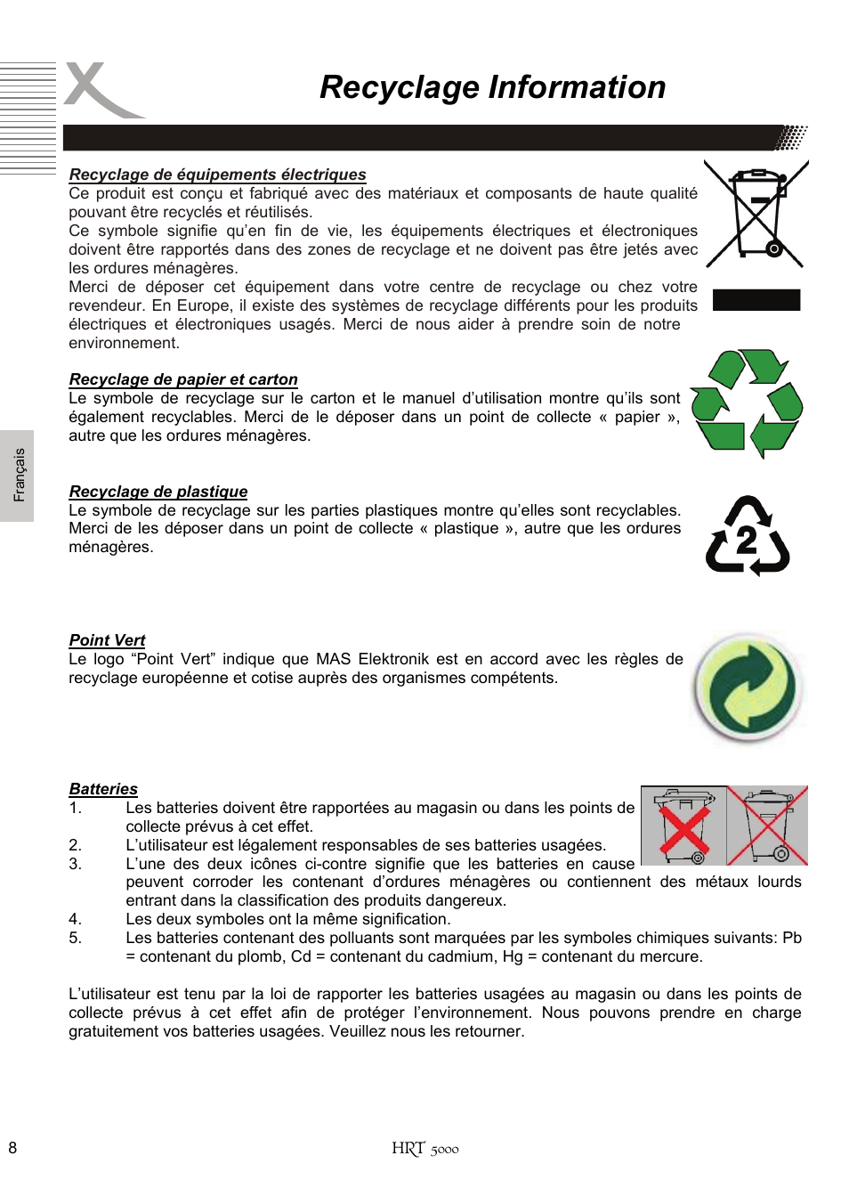 Recyclage information | Xoro HRT 5000 User Manual | Page 86 / 120