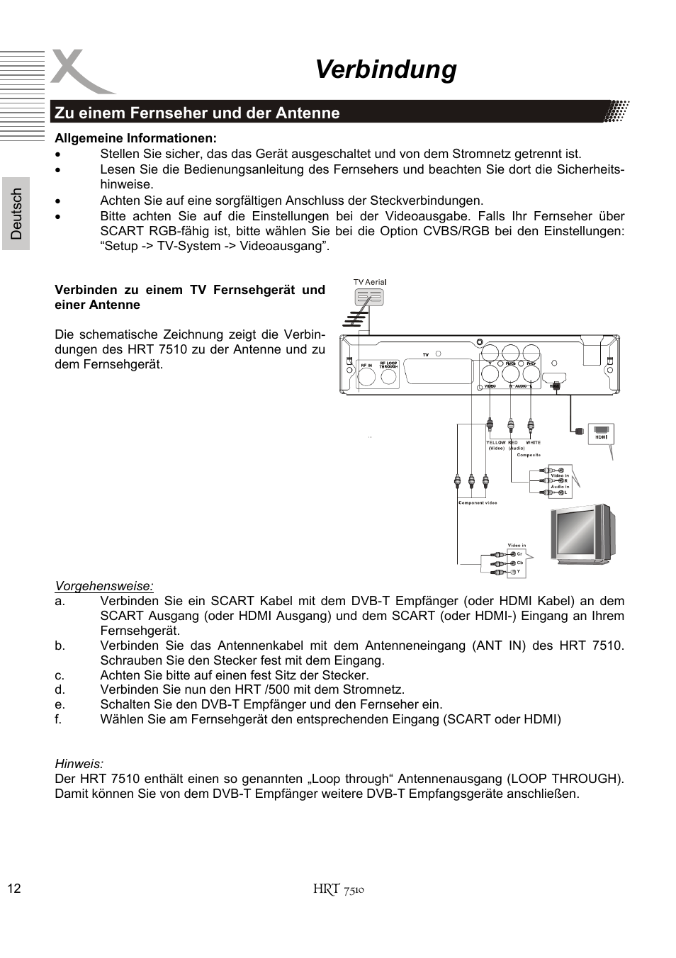 Verbindung | Xoro HRT 7510 User Manual | Page 12 / 102