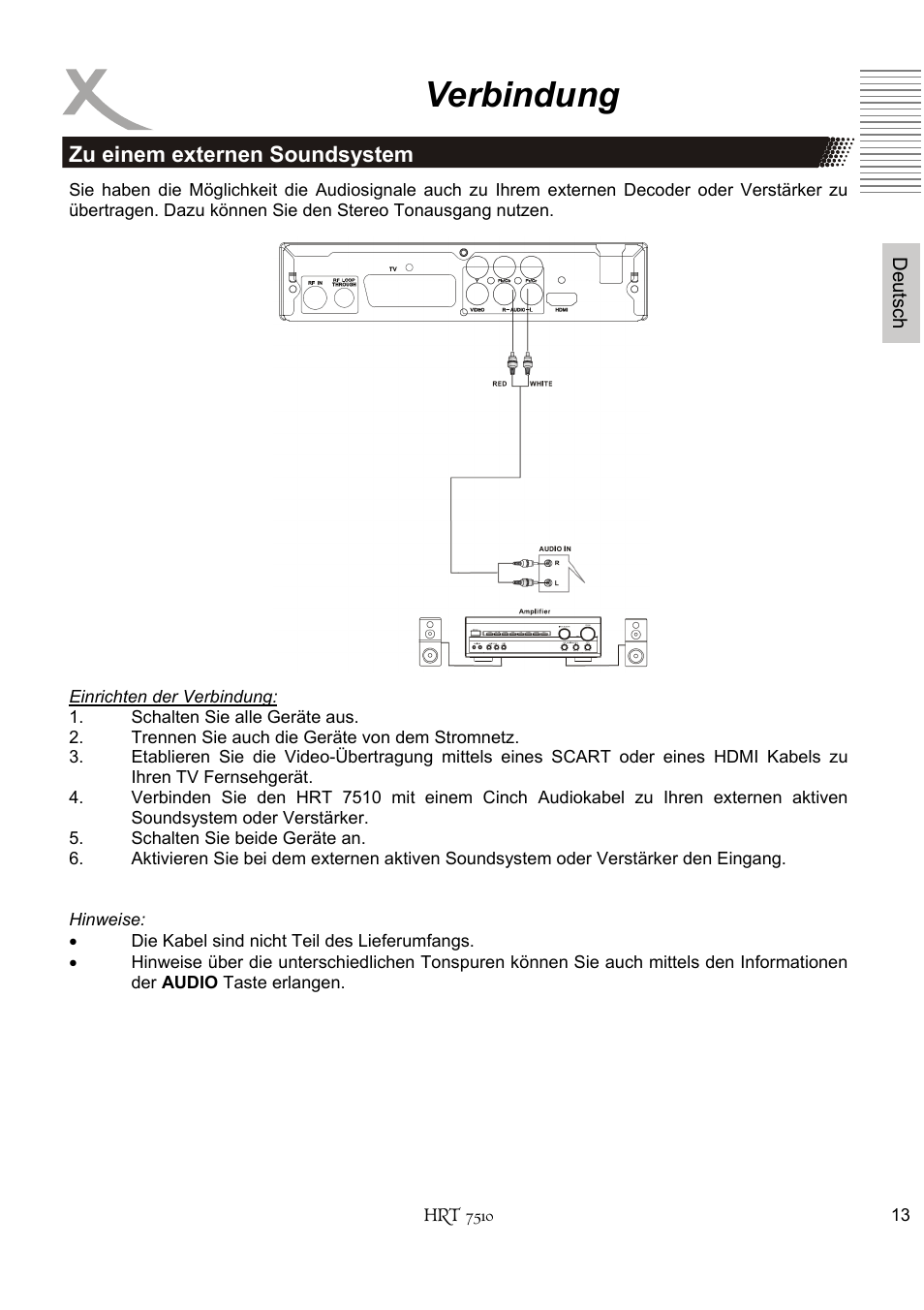 Verbindung | Xoro HRT 7510 User Manual | Page 13 / 102