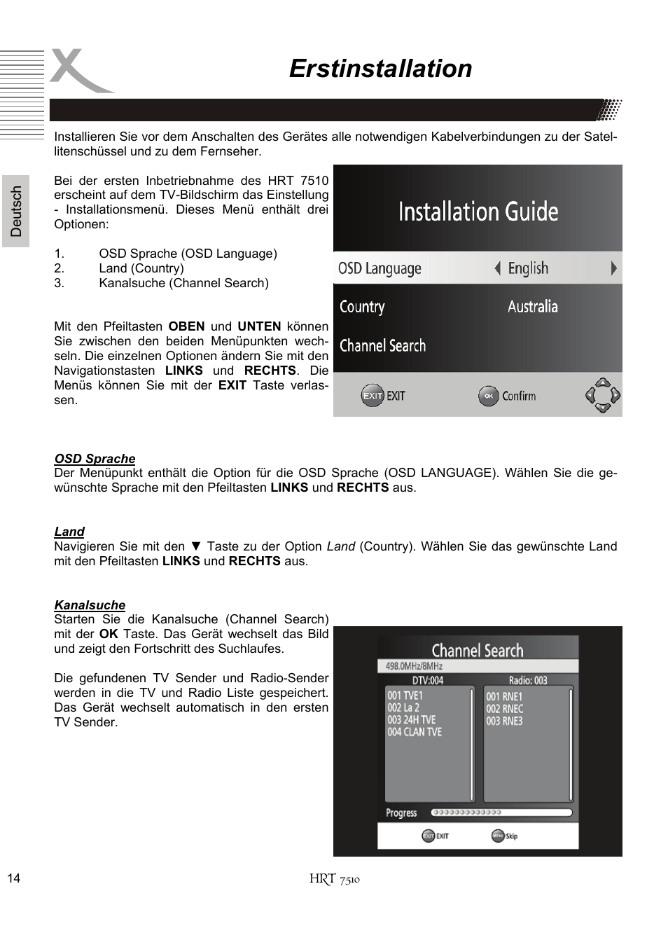 Erstinstallation | Xoro HRT 7510 User Manual | Page 14 / 102