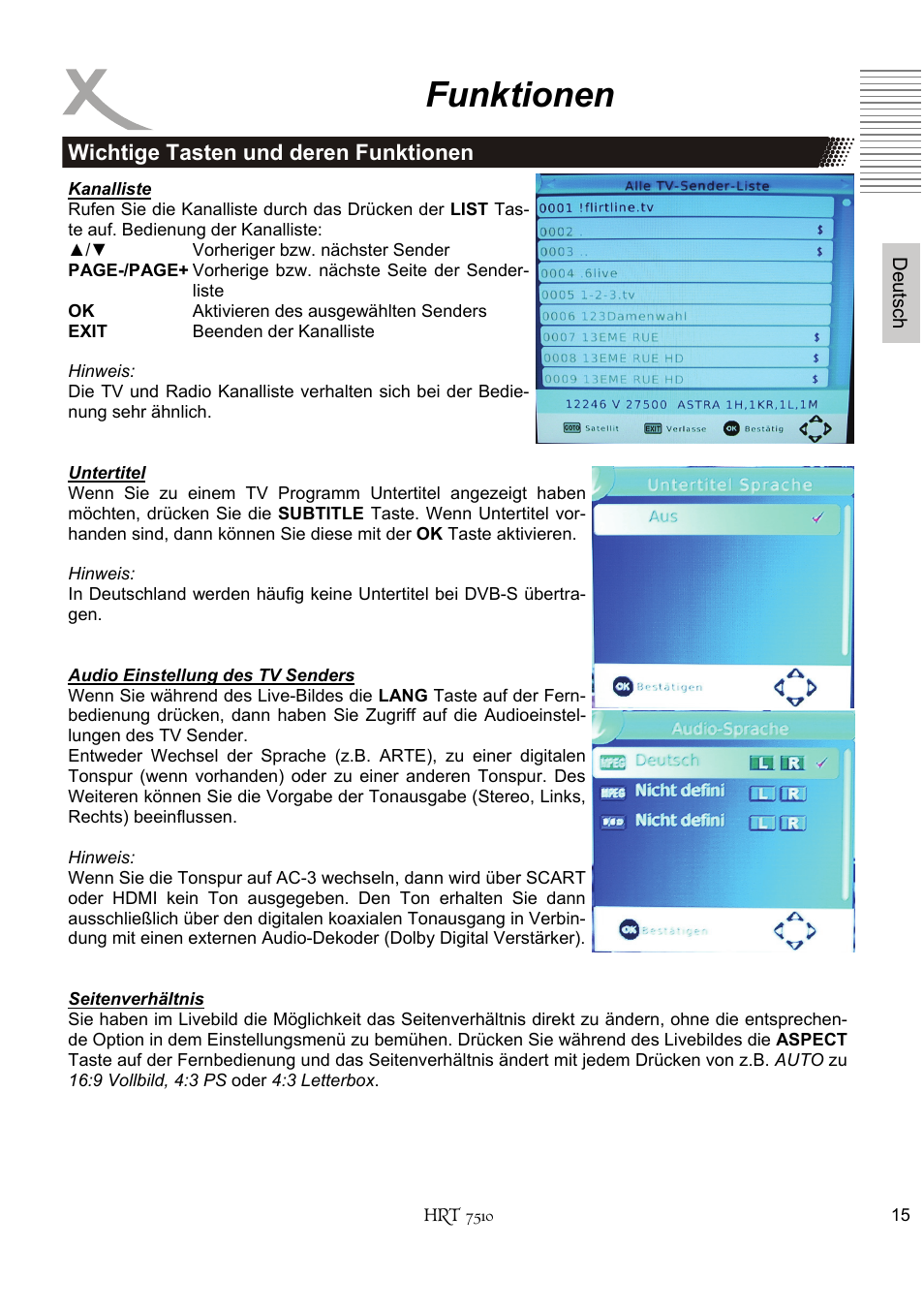 Funktionen | Xoro HRT 7510 User Manual | Page 15 / 102