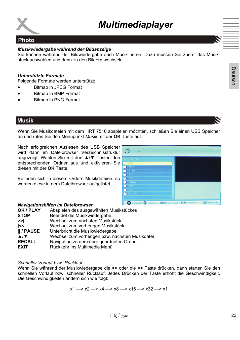 Multimediaplayer | Xoro HRT 7510 User Manual | Page 23 / 102