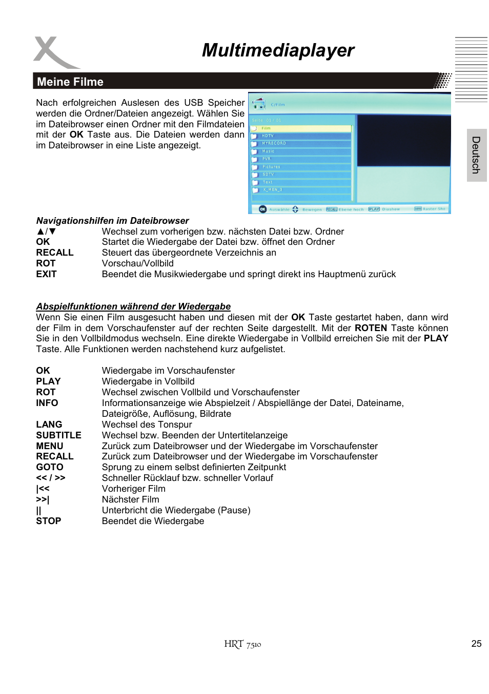 Multimediaplayer, Meine filme | Xoro HRT 7510 User Manual | Page 25 / 102