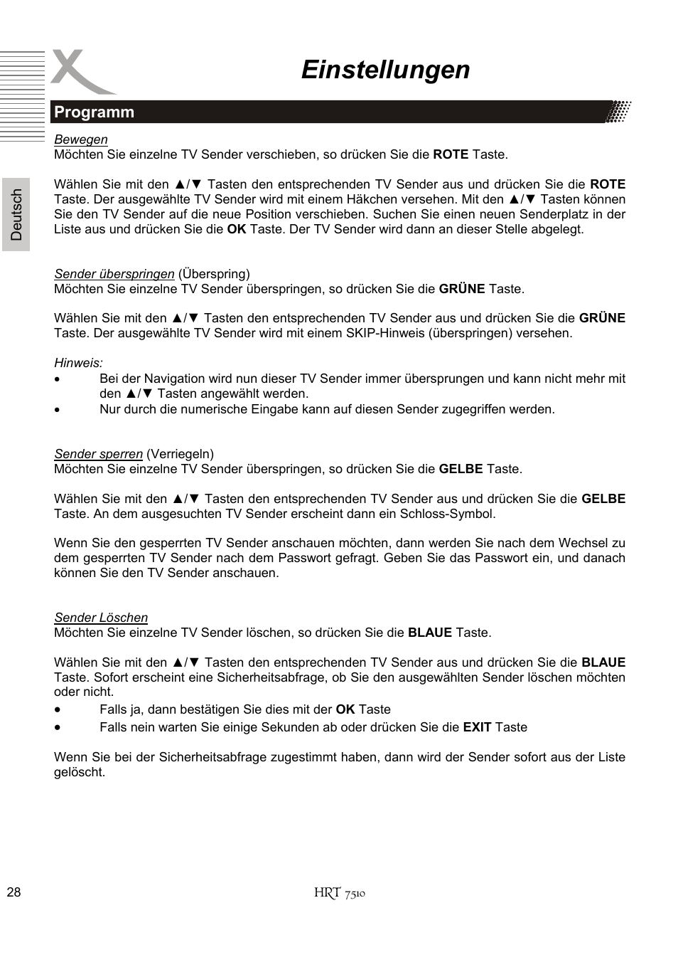 Einstellungen | Xoro HRT 7510 User Manual | Page 28 / 102