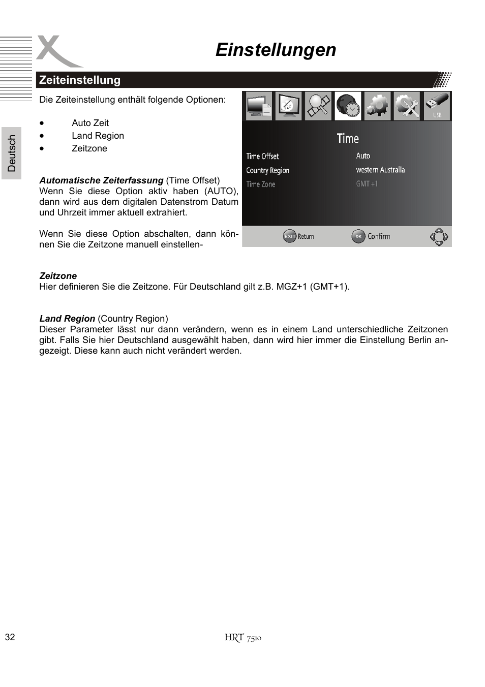 Einstellungen | Xoro HRT 7510 User Manual | Page 32 / 102