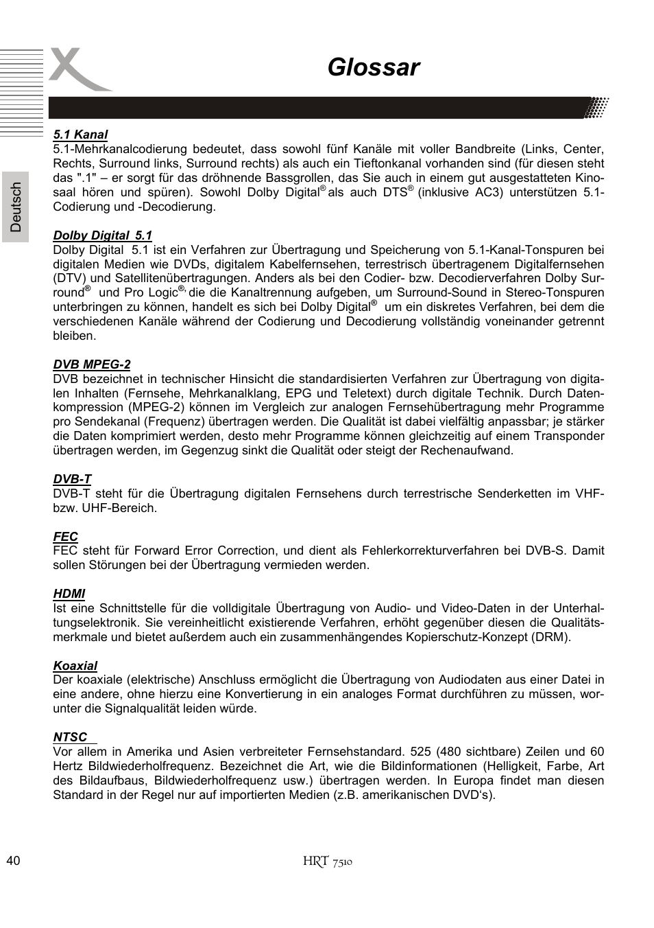 Glossar | Xoro HRT 7510 User Manual | Page 40 / 102