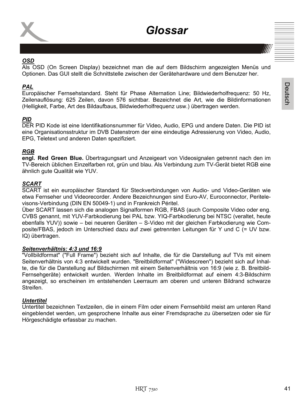 Glossar | Xoro HRT 7510 User Manual | Page 41 / 102